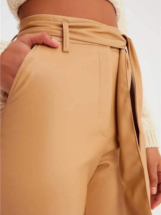 Damen Lederhose Beige