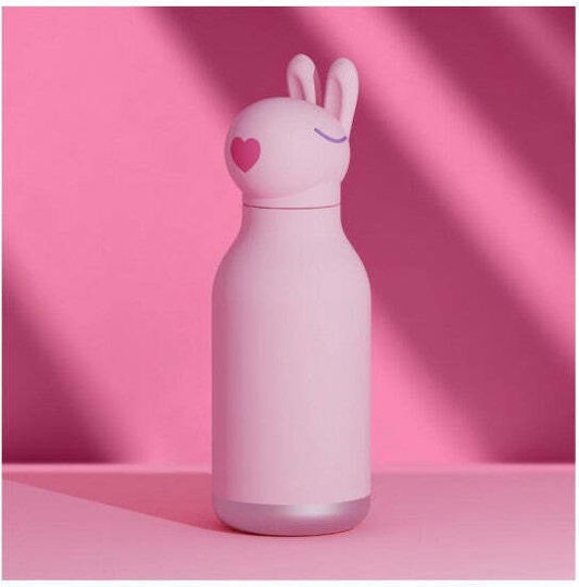 Asobu Kids Water Bottle Thermos Silicone with Straw Bubbles Bunny 460ml