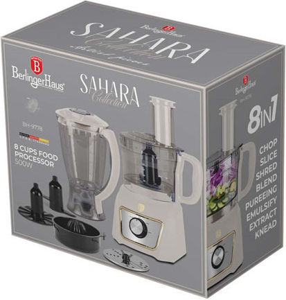 Berlinger Haus Food Processor 500W with 1.5L Bowl and Beige Blender Jug