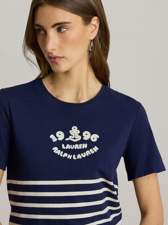 Women's T-shirt Striped Striped Blue/White