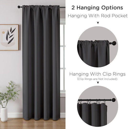 Cucraf Blackout Window Curtain with Grommets Dark Gray 52x63cm