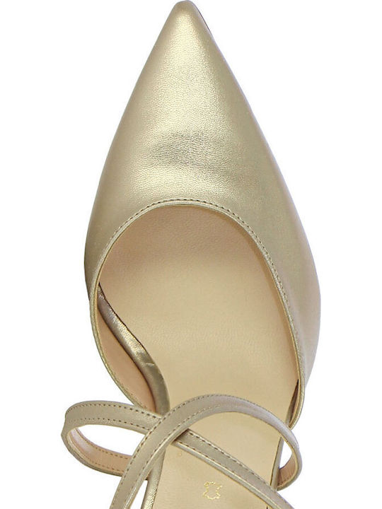Leather Heels with High Heel Beige
