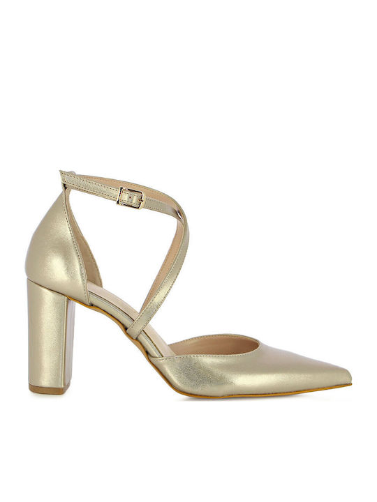 Leather Heels with High Heel Beige