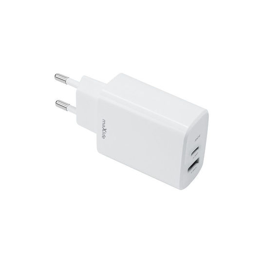 Maxlife Wireless Charger With USB-A Output Port And USB-C Output Port 30W Power Delivery Quick Charge 3.0 White (MXTC-10-30AC)