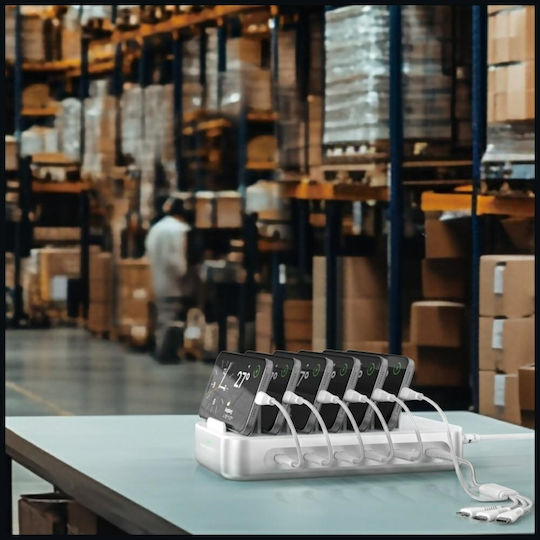 4Smarts Βάση Φόρτισης με 2 Θύρες USB-A και 4 Θύρες USB-C 100W Power Delivery σε Ασημί χρώμα (541281)