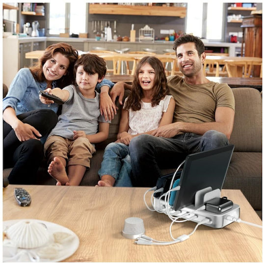 4Smarts Βάση Φόρτισης με 2 Θύρες USB-A και 4 Θύρες USB-C 100W Power Delivery σε Ασημί χρώμα (541281)