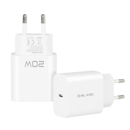 Blavec Ladegerät ohne Kabel mit USB-C Anschluss 20W Stromlieferung / Schnellaufladung 3.0 Weißs (BC-9)