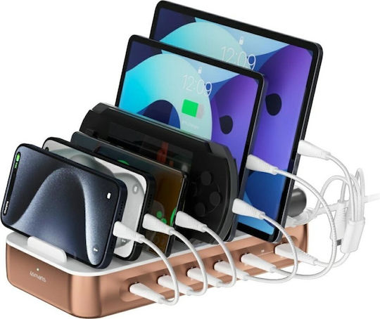 4Smarts Βάση Φόρτισης με 2 Θύρες USB-A και 4 Θύρες USB-C και Καλώδιο USB-C 100W Power Delivery σε Πολύχρωμο χρώμα (541280)