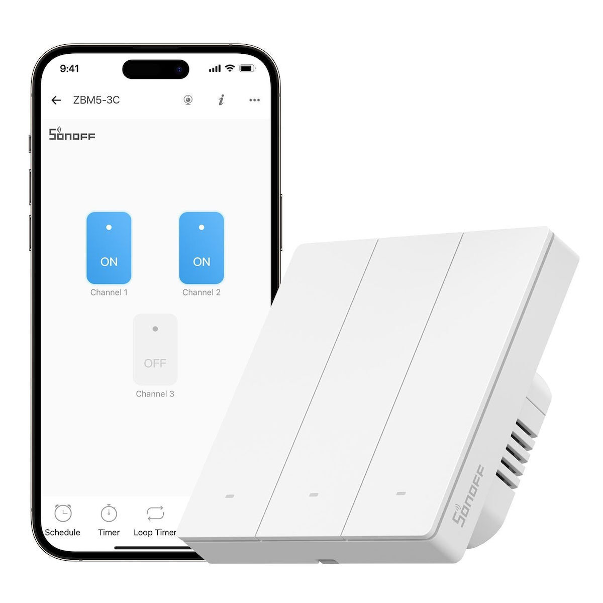 Sonoff Zbm53c86w Διακόπτης Τοίχου Αφής Wi-Fi Τριπλός με Πλαίσιο Λευκός (ZBM5-3C-86W)