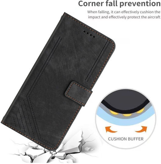 Stripe Pattern Wallet Black (Motorola Moto G57 Power 5G / G67 Power 5G)
