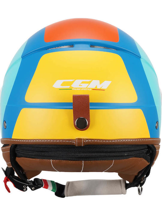 CGM Pix Sprint 191G Light Blue / Orange Motorcycle Helmet Jet ECE 22.06 1050gr with Sun Visor