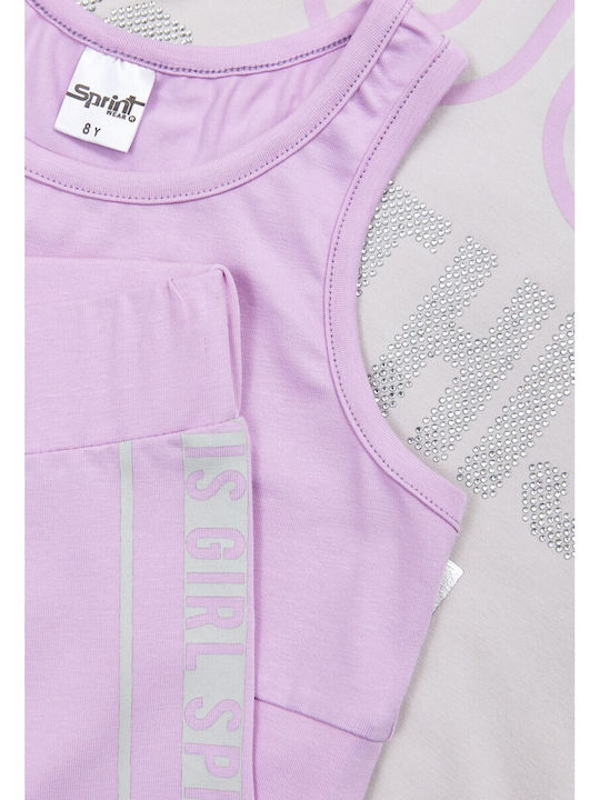 Kids Clothing Set with Leggings Summer 2 Pieces Light Gray