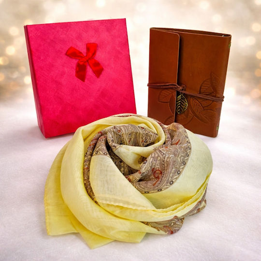 Gift Package 3 Sets Vintage Journal Elegant Scarf Assorted Designs