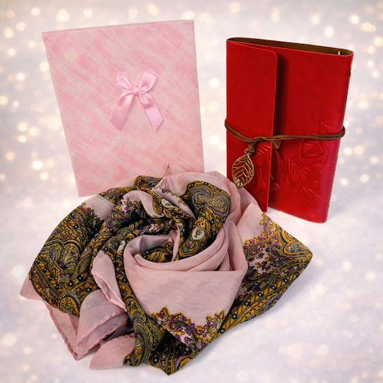 Gift Package 3 Sets Vintage Journal Elegant Scarf Assorted Designs