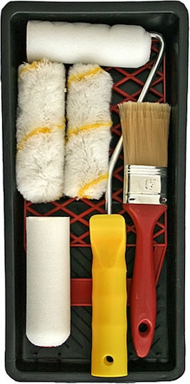 Set De Vopsit Cu Tavă Grilă Rola 4 Rezerve 100mm Pensulă