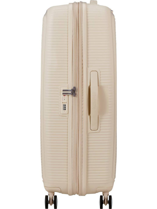 American Tourister Soundbox Large Hard Suitcase Coconut Sand with 4 Wheels