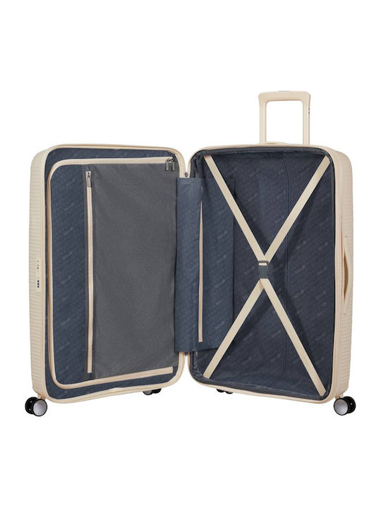 American Tourister Soundbox Large Hard Suitcase Coconut Sand with 4 Wheels