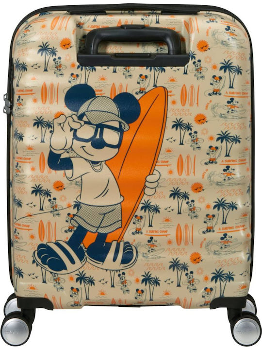 American Tourister Wavebreaker Disney Детски Кабинен Твърд Куфар за Пътуване Mickey Super Surf с 4 Колела