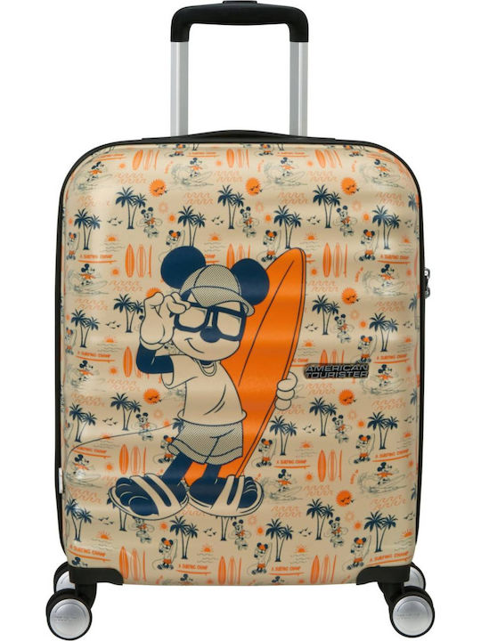 American Tourister Wavebreaker Disney Детски Кабинен Твърд Куфар за Пътуване Mickey Super Surf с 4 Колела