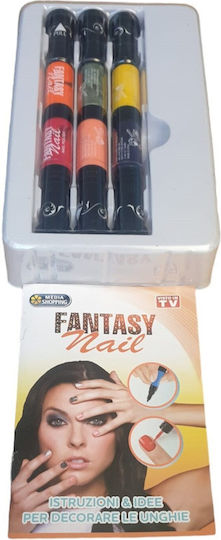 Set 3 2-in-1 Nail Pens Fast Drying Smooth Fluid Bright Colors Line Drawing Diy Manicure Multicolor