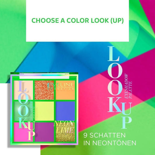 Eveline Cosmetics Look Up Palette 9 сенки за очи Neon Lime 10.8g