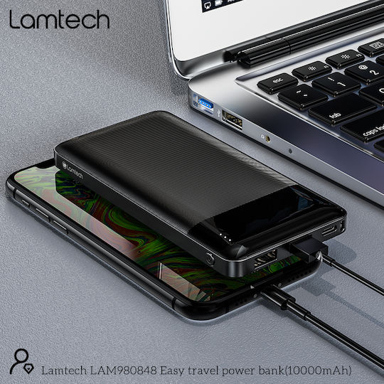 Lamtech Power Bank 10000mAh με 2 Θύρες USB-A Μαύρο