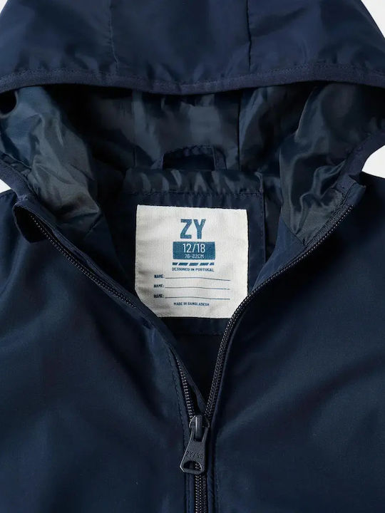 Kids Casual Windproof Jacket with Hood Dark Blue