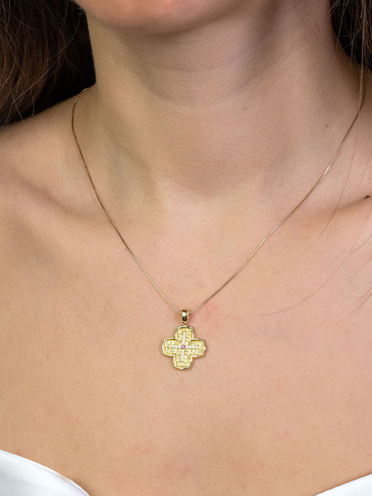 Kiriakos Gofas Women's Gold Cross 14K Double Sided Without Chain