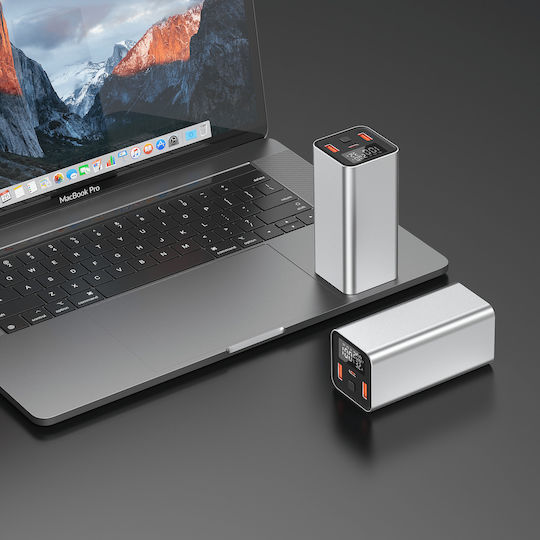 Voltres Baterie Externă 20000mAh 65W Cu 2 Porturi De Ieșire USB-A Și Port USB-C Încărcare Rapidă Argintie