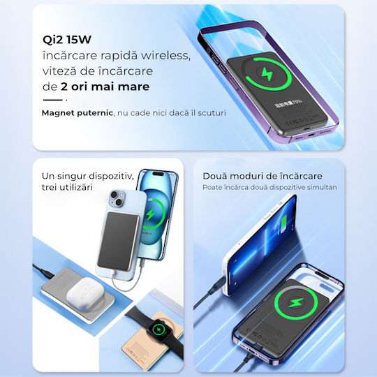 Voltres MagSafe Power Bank 5000mAh 15W mit USB-C Ausgangsanschlüsse Weiß