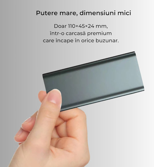 Voltres Power Bank 10000mAh 45W with USB-A Port and USB-C Port Silver