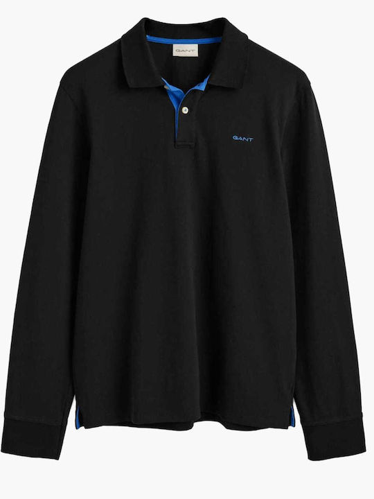 Contrast Polo Μπλούζα Μακρυμάνικη Μαύρη