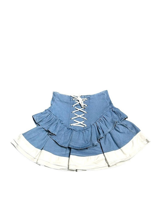 Women's Denim Skorts High Waist Light Blue