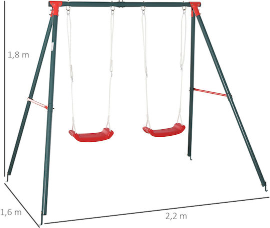 Outsunny Double Metal Swing for 3+ Years Green