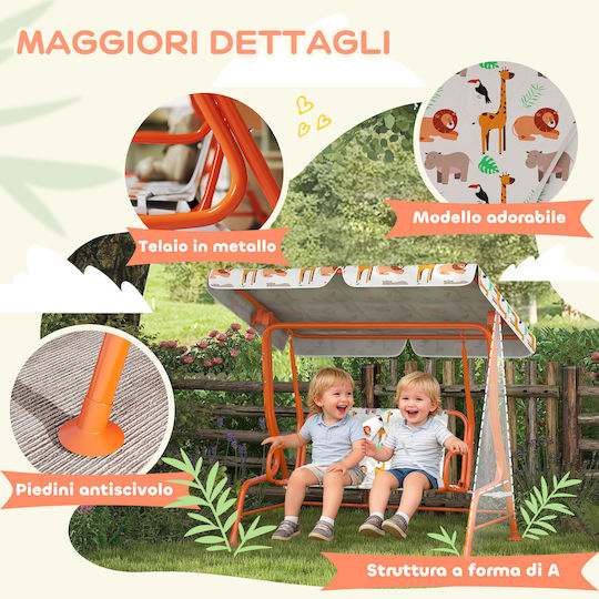 Aiyaplay Double Swing with Seat Belt Metal 112x75x120cm for 3+ Years Orange