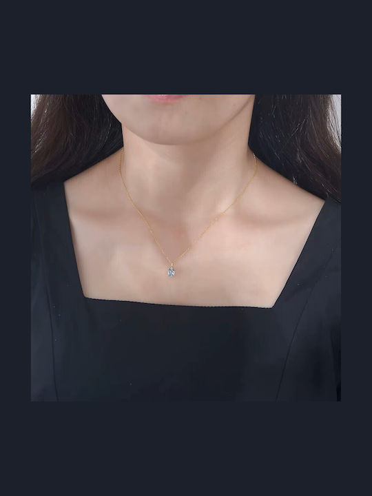 By Queen Luxury Women's Silver Necklace With Light Blue Topaz