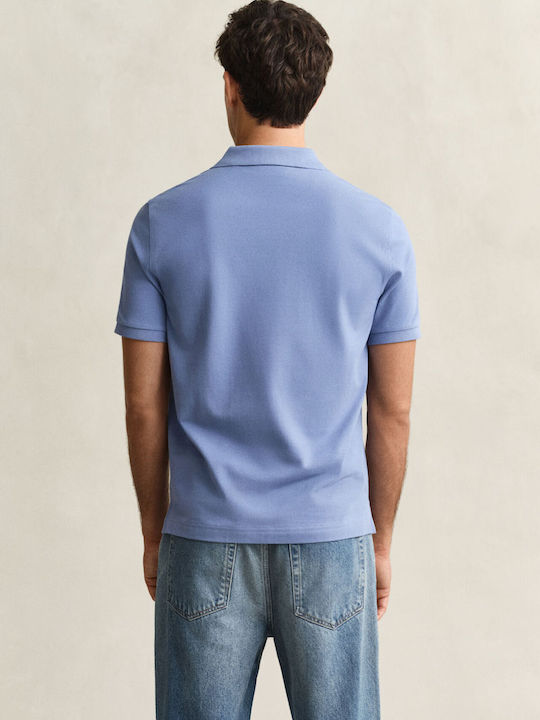 Shield Polo Short Sleeve Blouse Steelblue