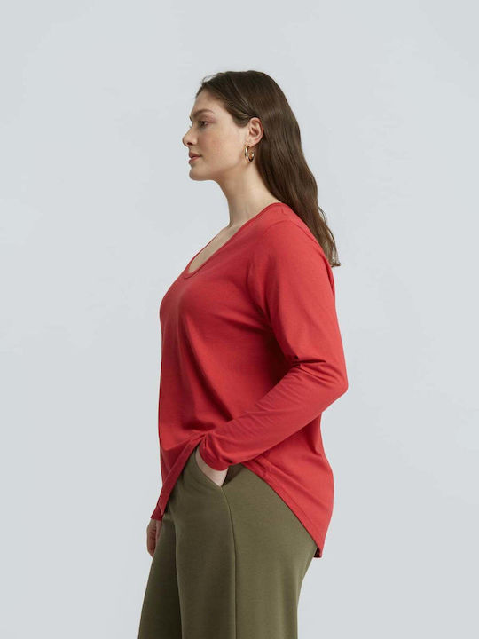 Women's Cotton Long Sleeve Blouse Burgundy 0039.1560.NETTO-cherry