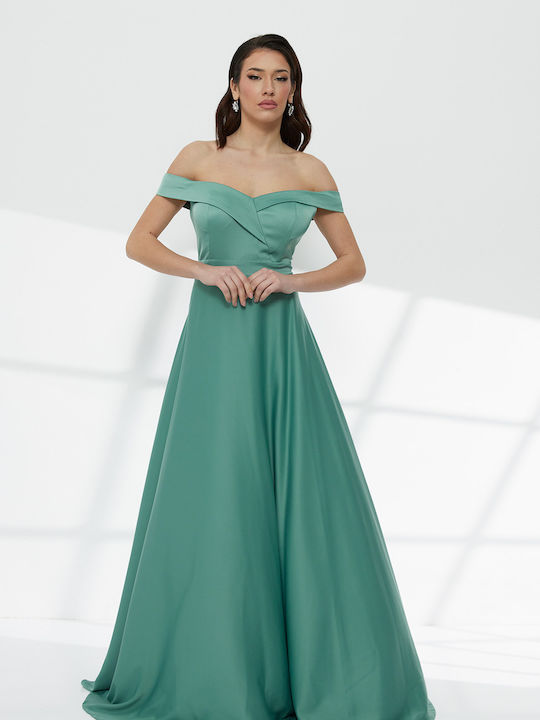 RichgirlBoudoir Summer Maxi Dress for Wedding / Christening Satin Green  5742_020 | Skroutz.mt