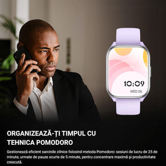VortexIQ Smartwatch cu Monitor de Puls (Violet)