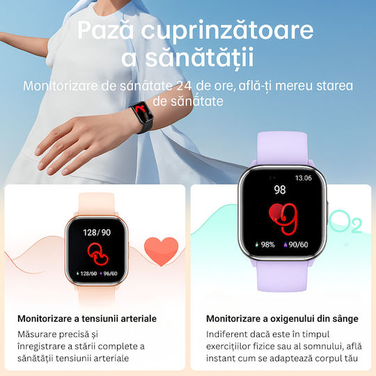 VortexIQ Smartwatch cu Monitor de Puls (Violet)
