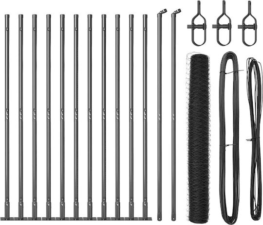 vidaXL Wire Fencing with PVC Coating Set Gray 1x25m