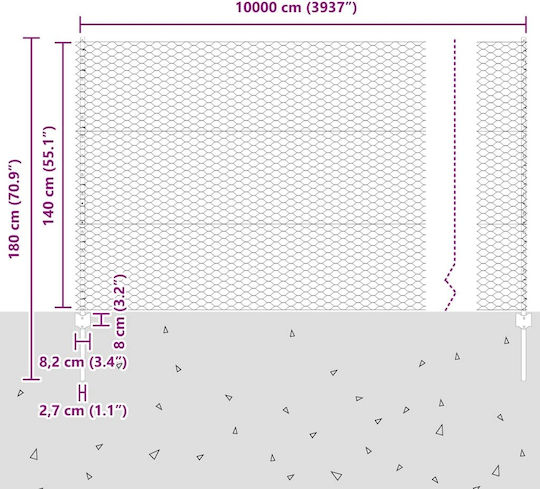 vidaXL Set Plasă de Sârmă Gri 1.4x100m