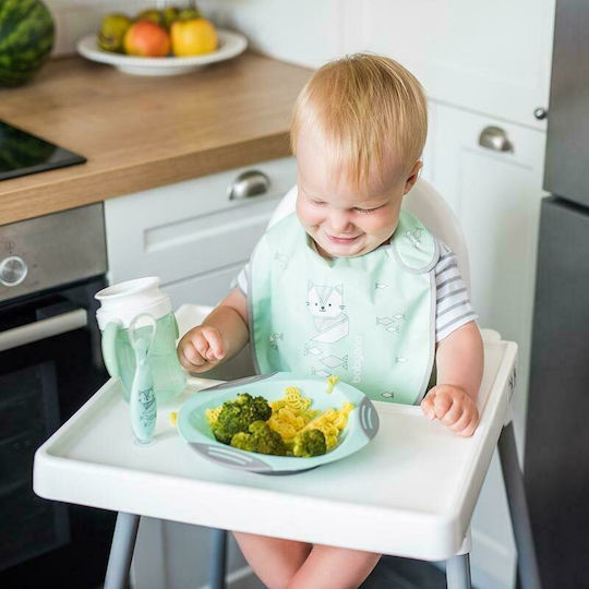 Babyono Lingură pentru Bebeluși din Silicon în Carcasă pentru 6+ Luni Verde