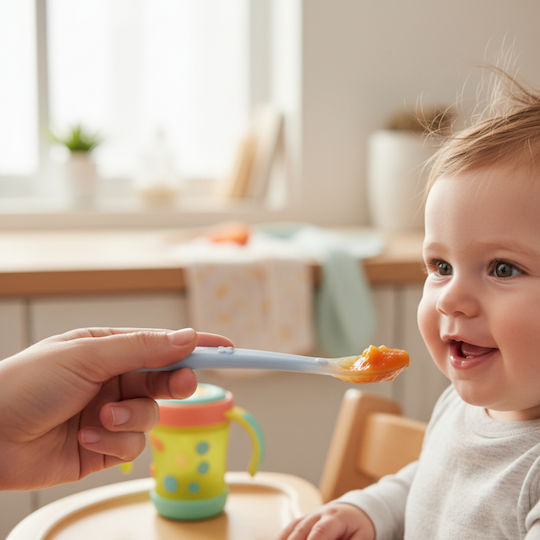 Bocioland Baby Spoon Made of Silicone for 6+ Months Blue