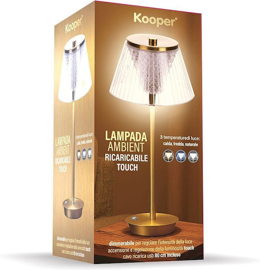 Kooper Plastic Table Lamp LED with White Shade and Gold Base