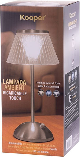 Kooper Πλαστικό Vintage Πορτατίφ LED με Ασημί Καπέλο και Βάση