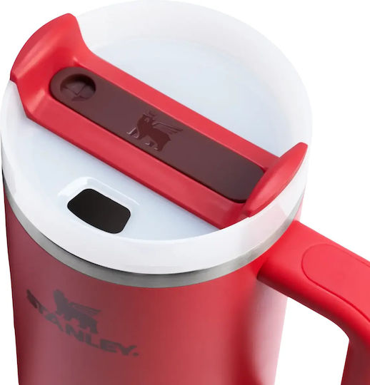 Stanley Quencher H2.0 FlowState Handled Tumbler Θερμός Ανοξείδωτο BPA Free 1.18lt Chilli Red με Καλαμάκι και Λαβή