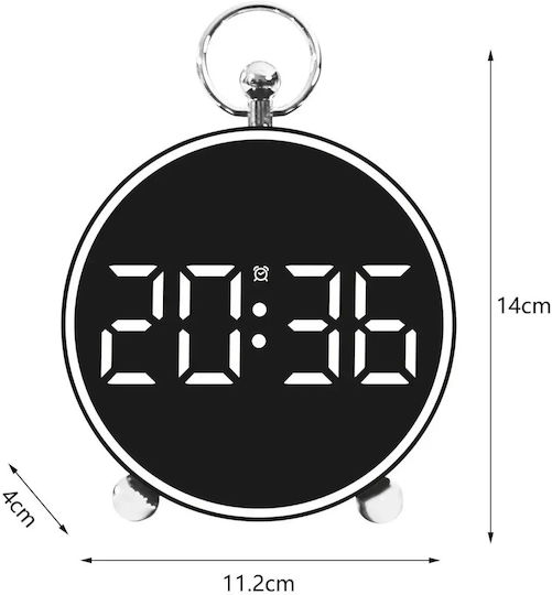 Tabletop Digital LED Clock Metal with Alarm Clock Black