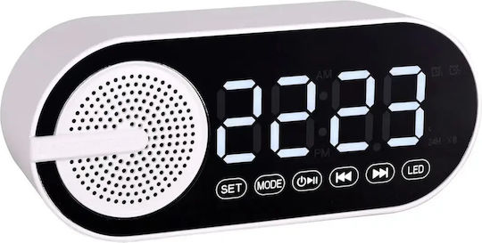 Ceas De Masă Digital Led Din Plastic Cu Ceas Deșteptător Și Radio Alb